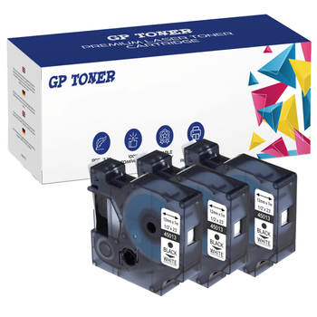 3x Tape for Dymo D1 45013 12mm x 7m White Black print - replacement GP-D45013 x3
