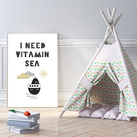 Children's poster I need vitamin sea_2 40X50 cm + gold frame