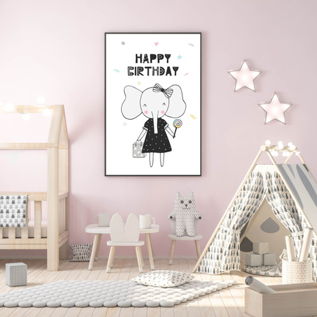 Birthday Poster Happy birthday 40X50 cm + silver frame