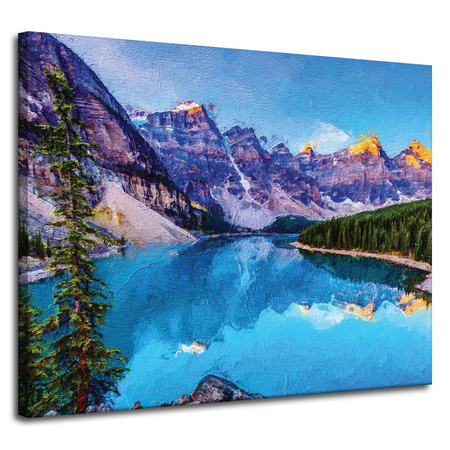 Canvas Print River Mountains Nature Forests 100x80 cm