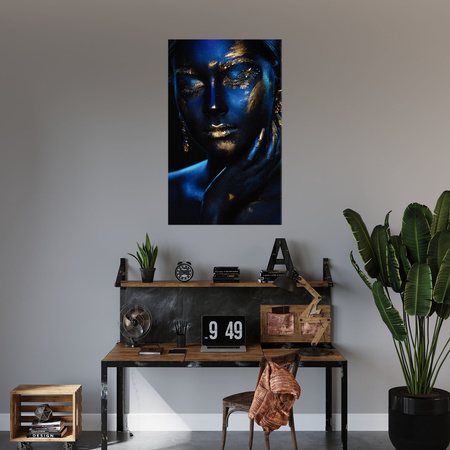 Canvas Print Pensive Woman Gold Jewelry 80x120 cm