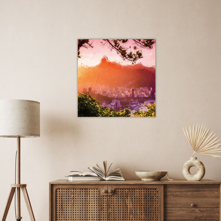 Canvas Print Old Photography City Sunset 60X60 cm