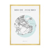 Poster Map of Rio De Janeiro city circle 40X50 cm + gold frame