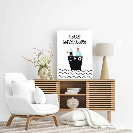 Children's poster Let's adventure 40X50 cm + gold frame