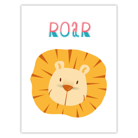 Children's Roar poster 30X40 cm + gray stone frame