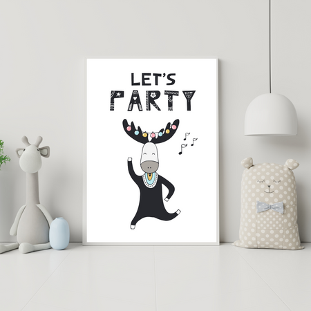 Let's party Birthday Poster 40X50 cm + yellow frame