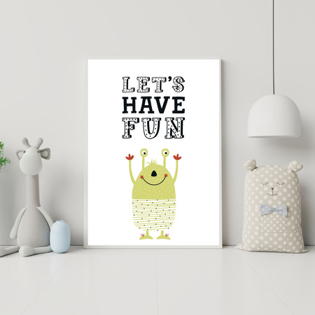 Children's poster Let's have fun 40X50 cm + gold frame