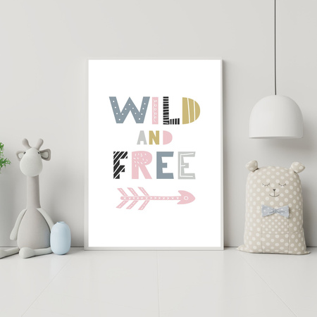 Children's poster Wild and free 40X50 cm + gold frame