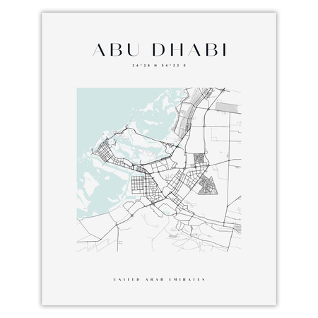 Poster Abu Dhabi city map square 40X50 cm + gold frame