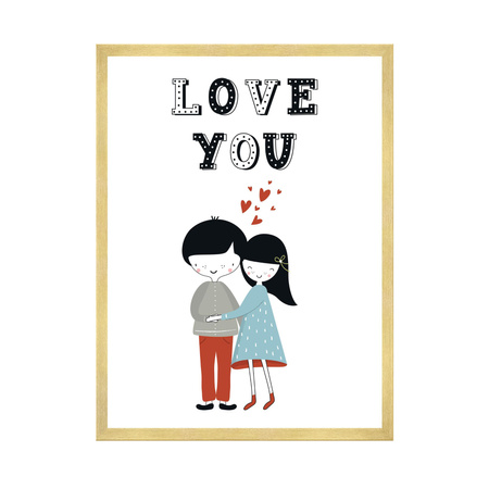 Children's poster Love you 24X30 cm + gold frame