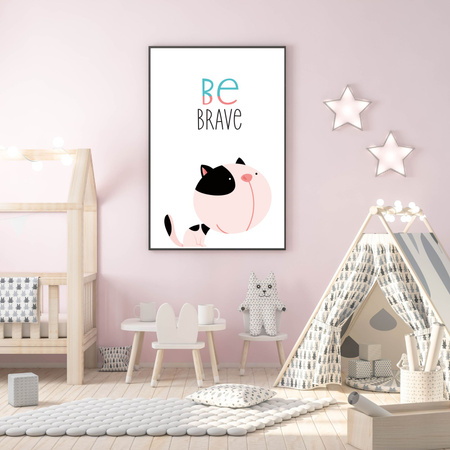 Children's poster Kitten be brave 24X30 cm + stone gray frame