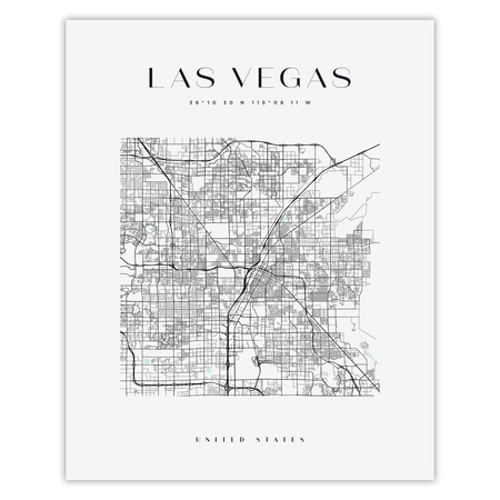 Poster Las Vegas city map square 40X50 cm + gold frame