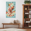 Canvas Print Beautiful Woman Flowers Portrait 80x120 cm