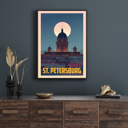 Poster of the City of St. Petersburg 40X50 cm + gold frame