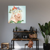 Canvas Print Smiling Girl Flowers Spring 90X90 cm