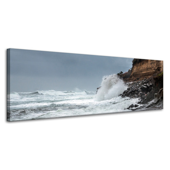 Canvas print Wave crashing against a cliff 120x40 cm