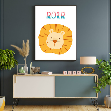 Children's Roar poster 40X50 cm + turquoise sea frame