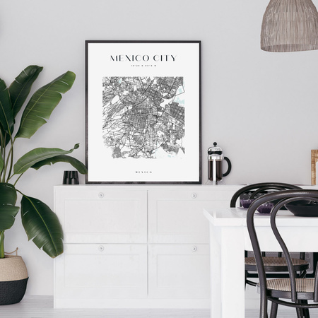 Poster Map of Mexico City square 40X50 cm + gold frame