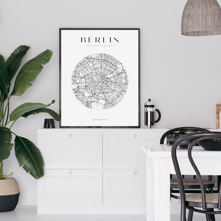 Poster Berlin city map circle 40X50 cm + gold frame