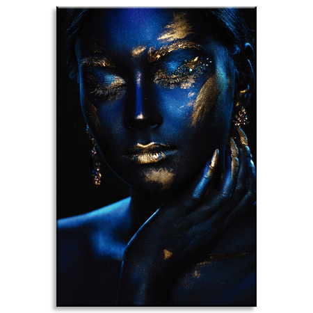 Canvas Print Pensive Woman Gold Jewelry 80x120 cm