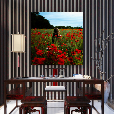 Canvas Print Nature Woman in a Poppies Field 40x40 cm