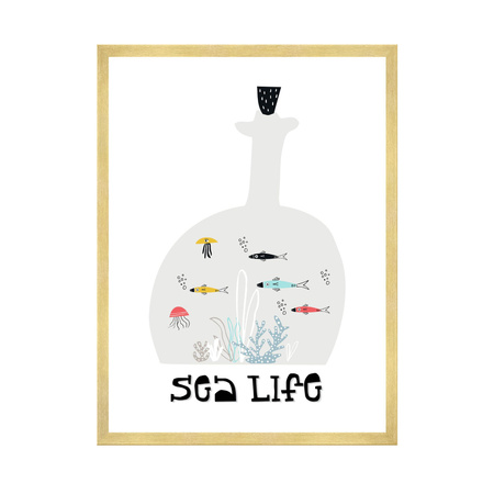 Children's Sea life poster 40X50 cm + gold frame