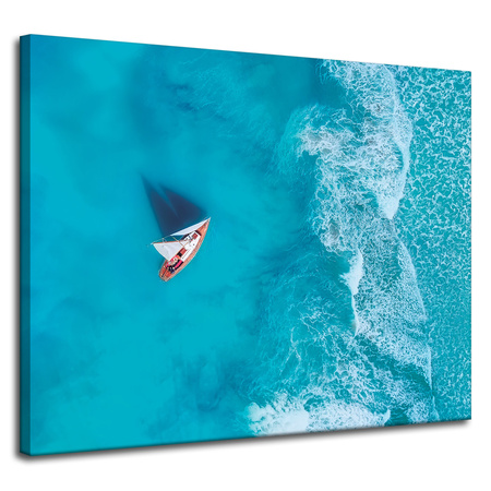 Canvas Print Sailboat Water Ocean Waves 100x80 cm