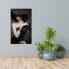 Canvas Print Elegant Woman Black Hat Red Lips 80x100 cm