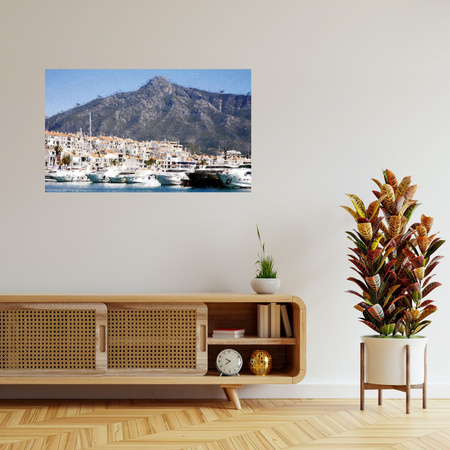 Canvas Print Boats Summer Monaco Mountain 100x80 cm