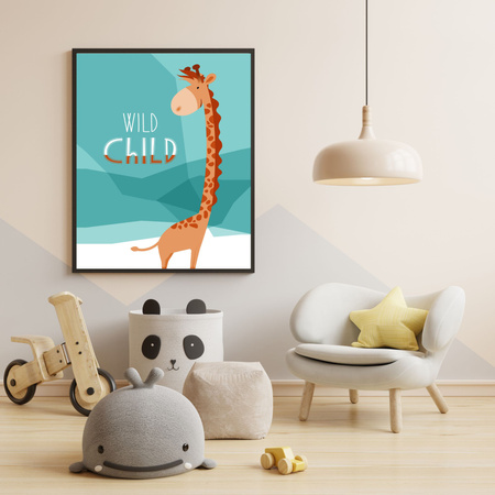 Children's poster Wild child Giraffe 24X30 cm + green frame