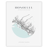 Poster Honolulu city map circle 40X50 cm + gold frame