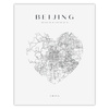 Poster Beijing heart map 40X50 cm + gold frame