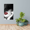 Canvas Print Red Lips Women Black Hat Elegance 80x120 cm