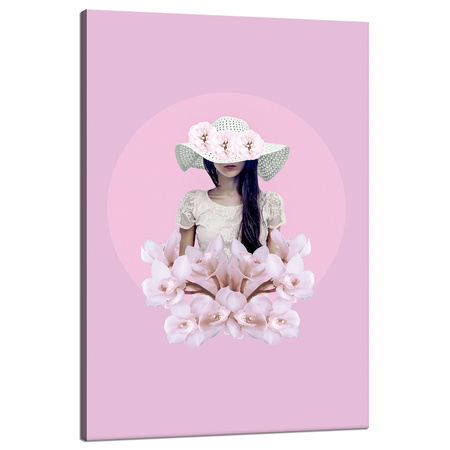 Canvas Print Spring Flowers Girl White Roses 80x120 cm