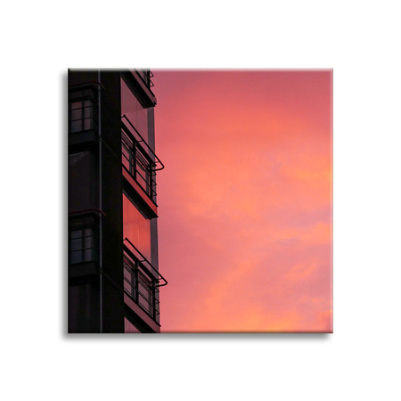 Canvas Print Pink Sky Sunset Building 90x90