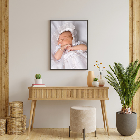 Your photo as a WIZARD poster 21x29,7 cm + grey photo frame