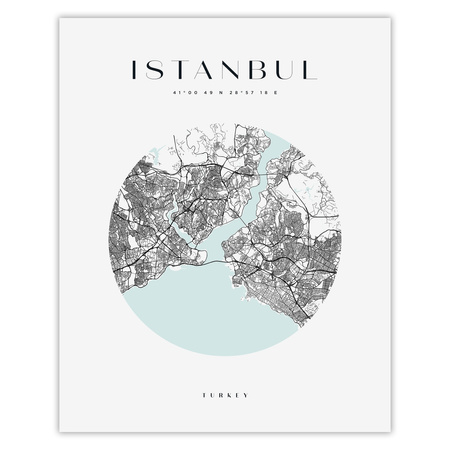 Poster Istanbul city map circle 40X50 cm + gold frame