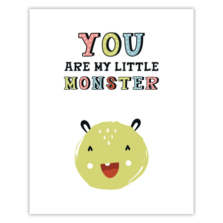Children's poster You are my little monster 40X50 cm + gold frame