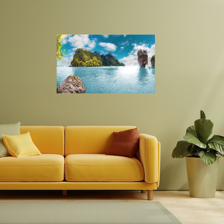 Canvas Print Oil Art Rock Water Mountains 100x80 cm