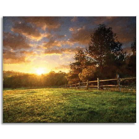 Canvas Print Sun Landscape Rural Trees Meadow 100x80 cm