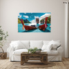 Canvas Print Boats on the Shore Water Mountains 100x80 cm