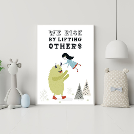 Children's poster We rise by lifting others 30X40 cm + yellow frame