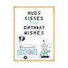 Hugs kisses Birthday Poster 40X50 cm + gold frame