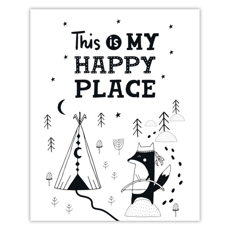 Children's poster This is my happy place 40X50 cm + gold frame