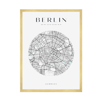 Poster Berlin city map circle 40X50 cm + gold frame