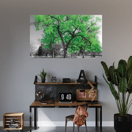 Canvas Print Black Trees Green Leaves Art 100x80 cm