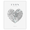 Poster Lyon city map heart 40X50 cm + gold frame