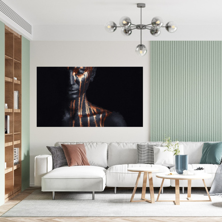 Canvas Print Black Woman Brown Stripes Art 100x80 cm