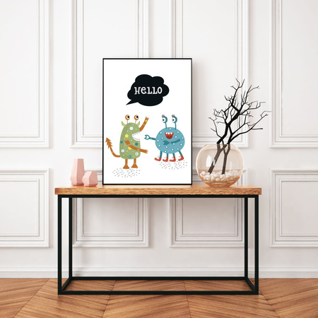 Poster Children's Hellow Monsters 40X50 cm + gold frame