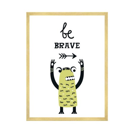 Children's poster Be Brave Monsters 40X50 cm + gold frame